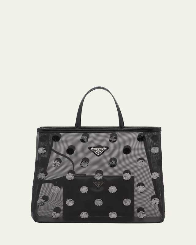 Mesh Polka Dot Sequin Tote Bag